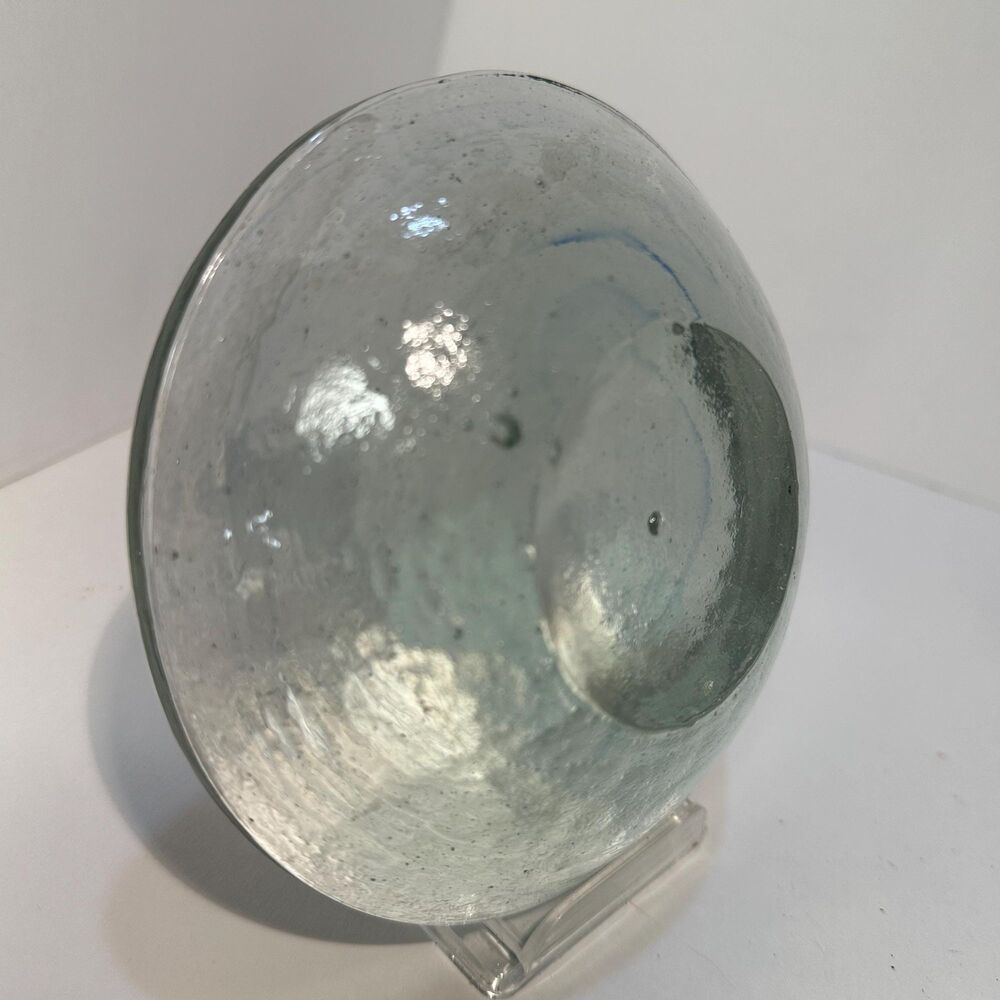 Vintage Clear Textured Glass Domed Disk Pillar Candle Holder (Fire and Ice?) - Picture 6 of 16